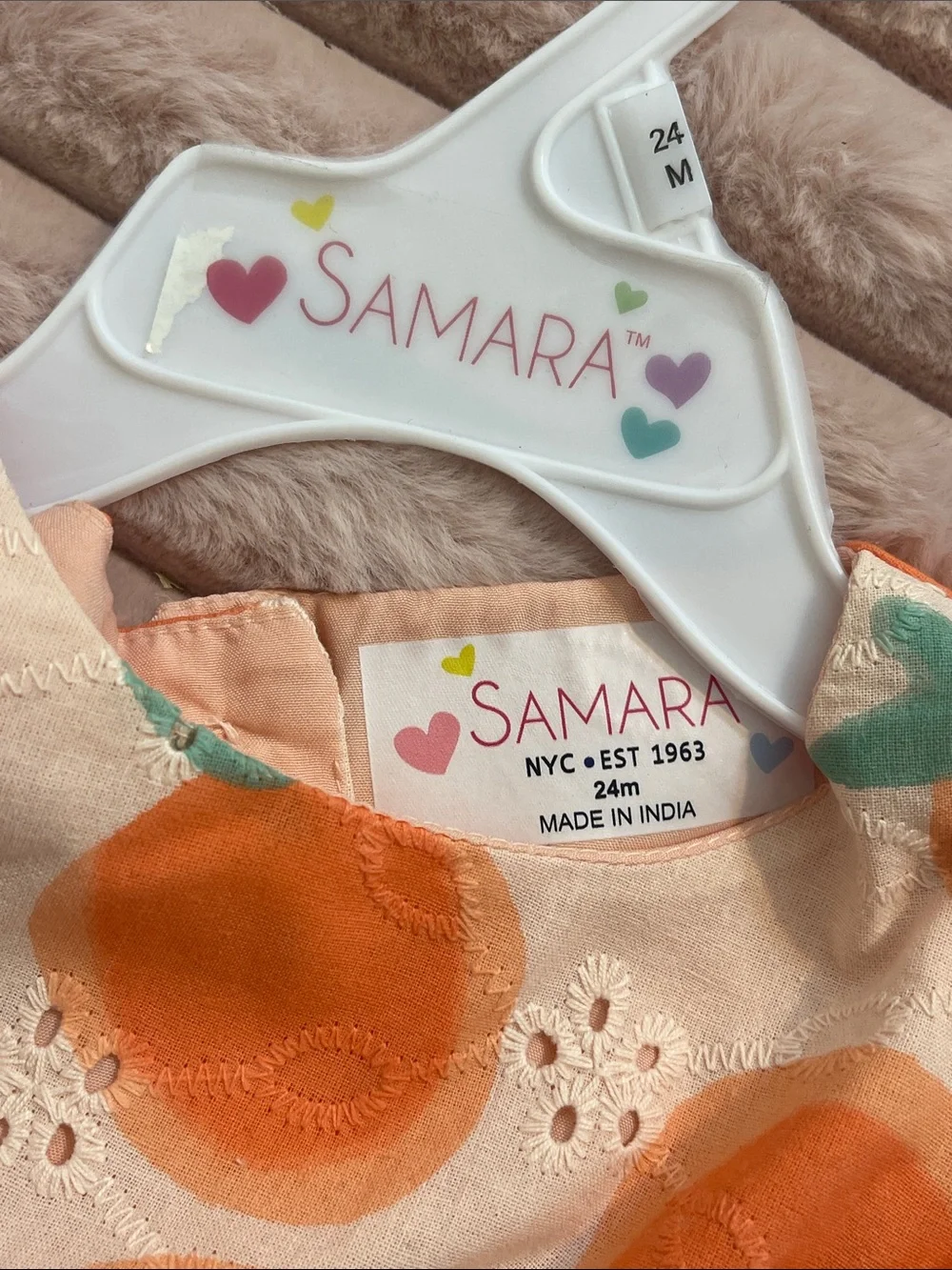 NWT Samara 🍑Peach-Print Sleeveless Girls' Summer Dress ~ Size 24M